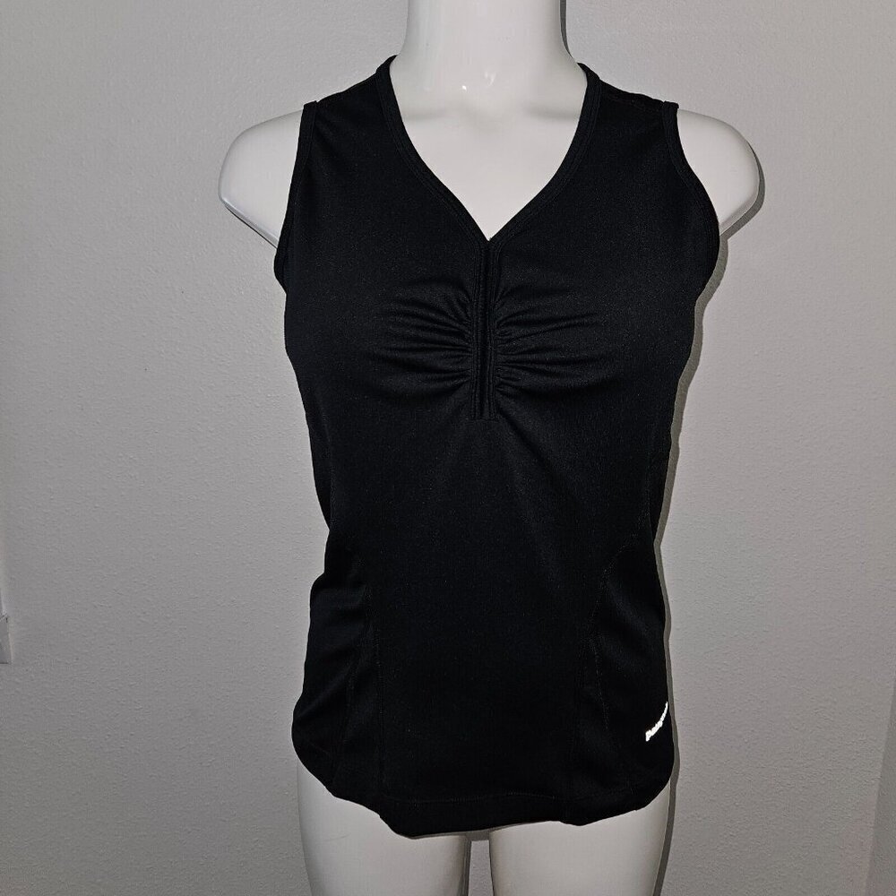 Patagonia Solid Black Tank Top Women's Small Ruched Bust Wide Strap